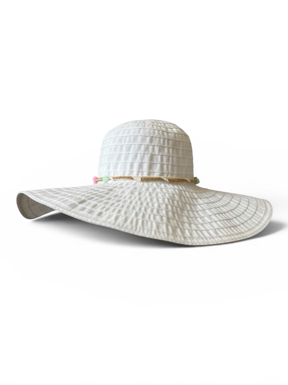 Tropical Trends Wide Brim Packable Sun Hat Beach Resort Summer White One Size